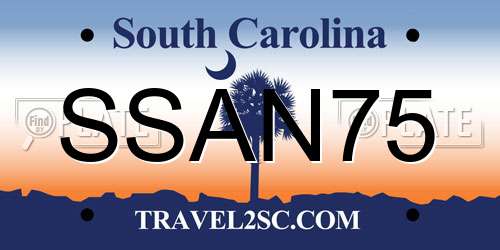 SSAN75 South Carolina License Plate