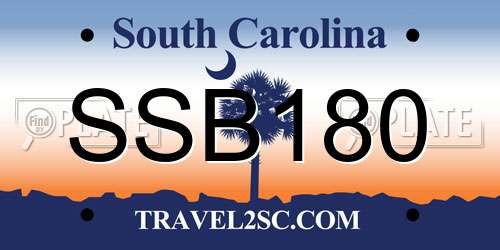 SSB180 South Carolina License Plate