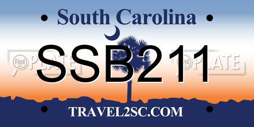 SSB211 South Carolina License Plate