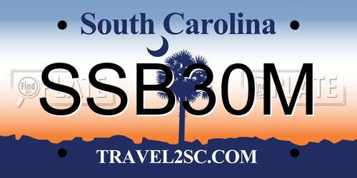 SSB30M South Carolina License Plate