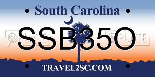 SSB35O South Carolina License Plate
