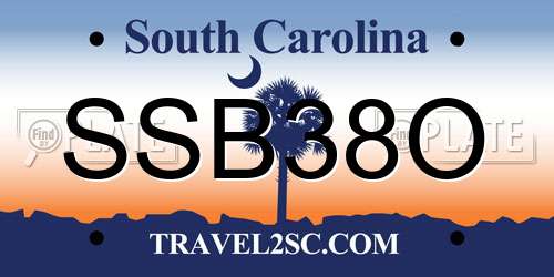 SSB38O South Carolina License Plate