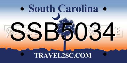 SSB5034 South Carolina License Plate