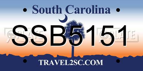 SSB5151 South Carolina License Plate
