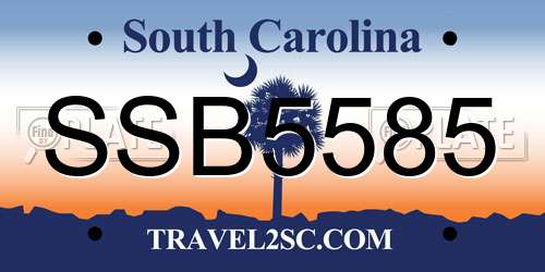 SSB5585 South Carolina License Plate