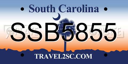 SSB5855 South Carolina License Plate
