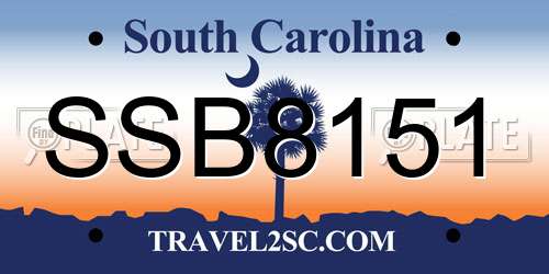 SSB8151 South Carolina License Plate