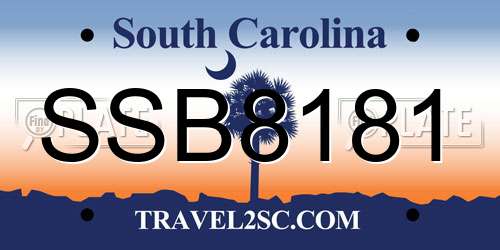 SSB8181 South Carolina License Plate