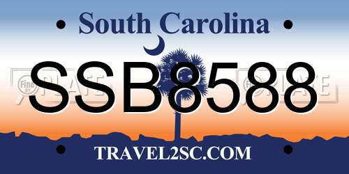SSB8588 South Carolina License Plate