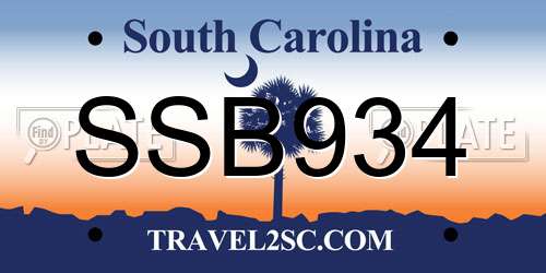 SSB934 South Carolina License Plate