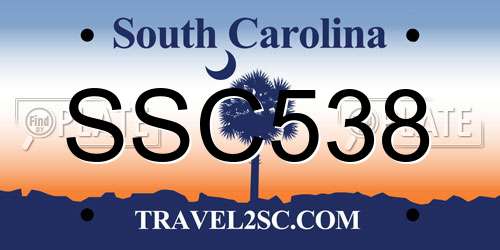 SSC538 South Carolina License Plate