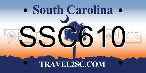 SSC610 South Carolina License Plate