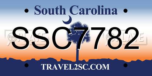 SSC7782 South Carolina License Plate