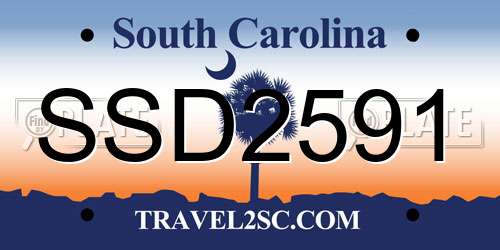 SSD2591 South Carolina License Plate