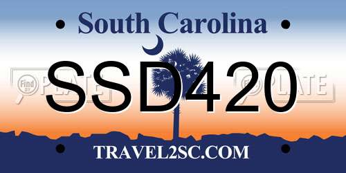 SSD420 South Carolina License Plate