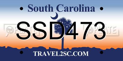 SSD473 South Carolina License Plate