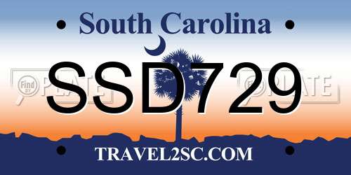 SSD729 South Carolina License Plate