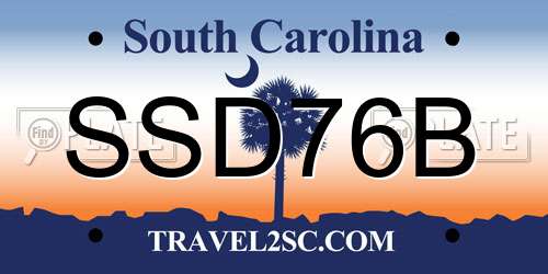 SSD76B South Carolina License Plate