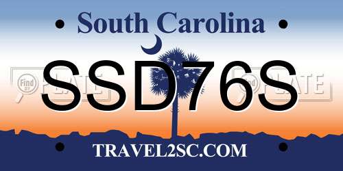 SSD76S South Carolina License Plate