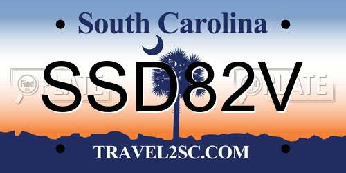SSD82V South Carolina License Plate