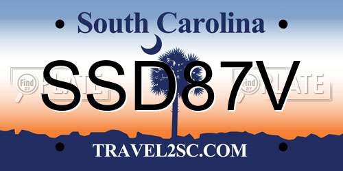 SSD87V South Carolina License Plate
