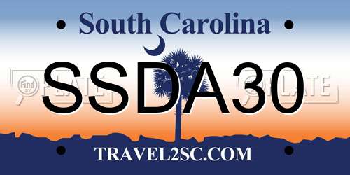 SSDA30 South Carolina License Plate