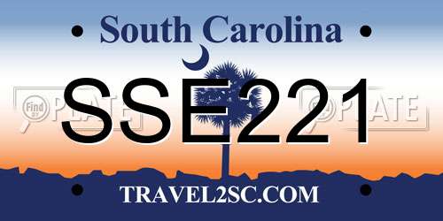 SSE221 South Carolina License Plate