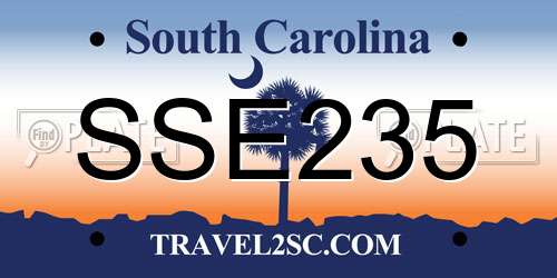 SSE235 South Carolina License Plate