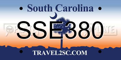 SSE380 South Carolina License Plate