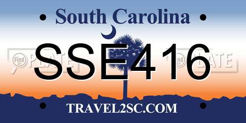 SSE416 South Carolina License Plate