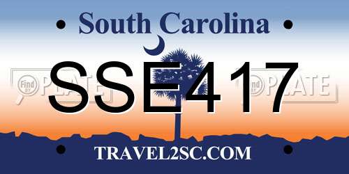 SSE417 South Carolina License Plate