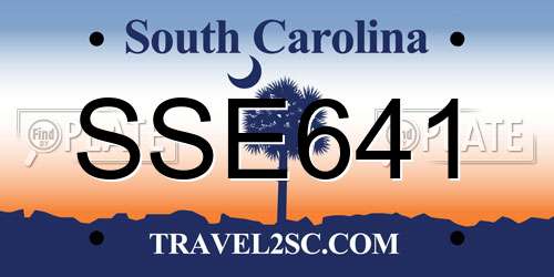 SSE641 South Carolina License Plate