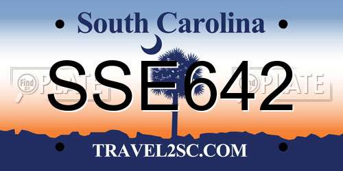 SSE642 South Carolina License Plate