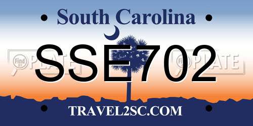 SSE702 South Carolina License Plate