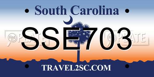 SSE703 South Carolina License Plate