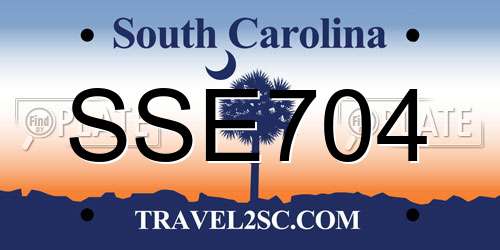 SSE704 South Carolina License Plate