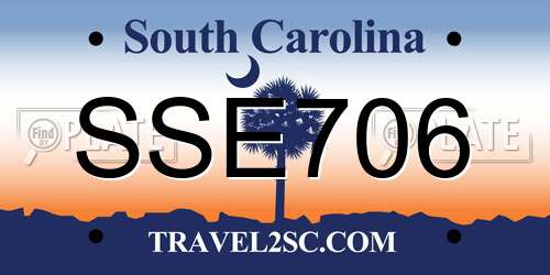 SSE706 South Carolina License Plate