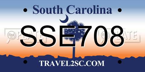 SSE708 South Carolina License Plate