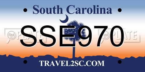 SSE970 South Carolina License Plate