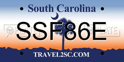 SSF86E South Carolina License Plate