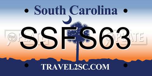 SSFS63 South Carolina License Plate