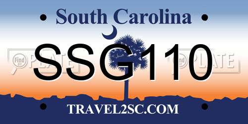 SSG110 South Carolina License Plate