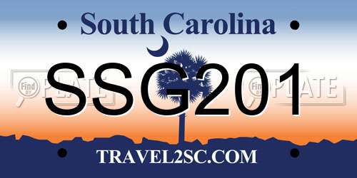 SSG201 South Carolina License Plate