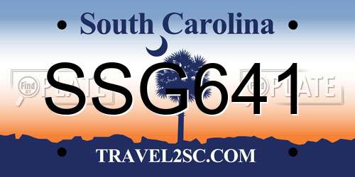 SSG641 South Carolina License Plate