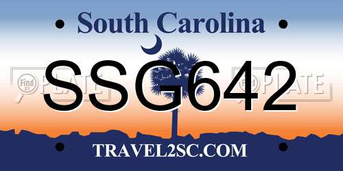 SSG642 South Carolina License Plate