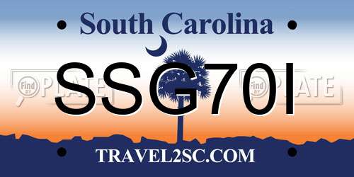 SSG70I South Carolina License Plate