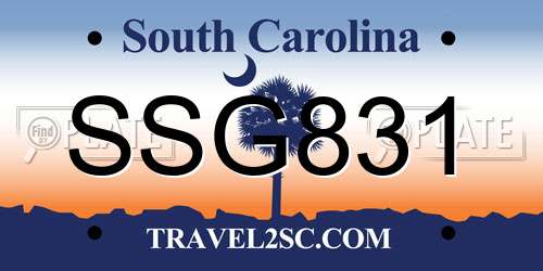 SSG831 South Carolina License Plate