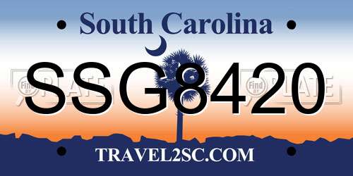 SSG8420 South Carolina License Plate
