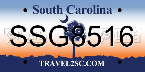 SSG8516 South Carolina License Plate