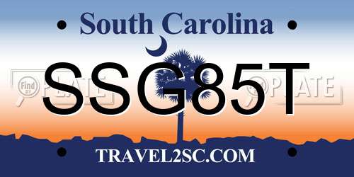 SSG85T South Carolina License Plate